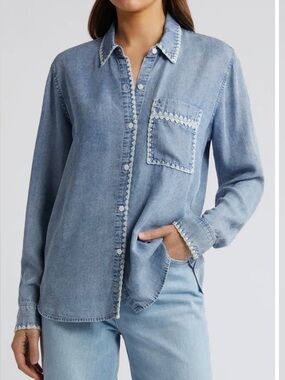 Rails Saya Embroidered Detail
Chambray Button-Up Shirt